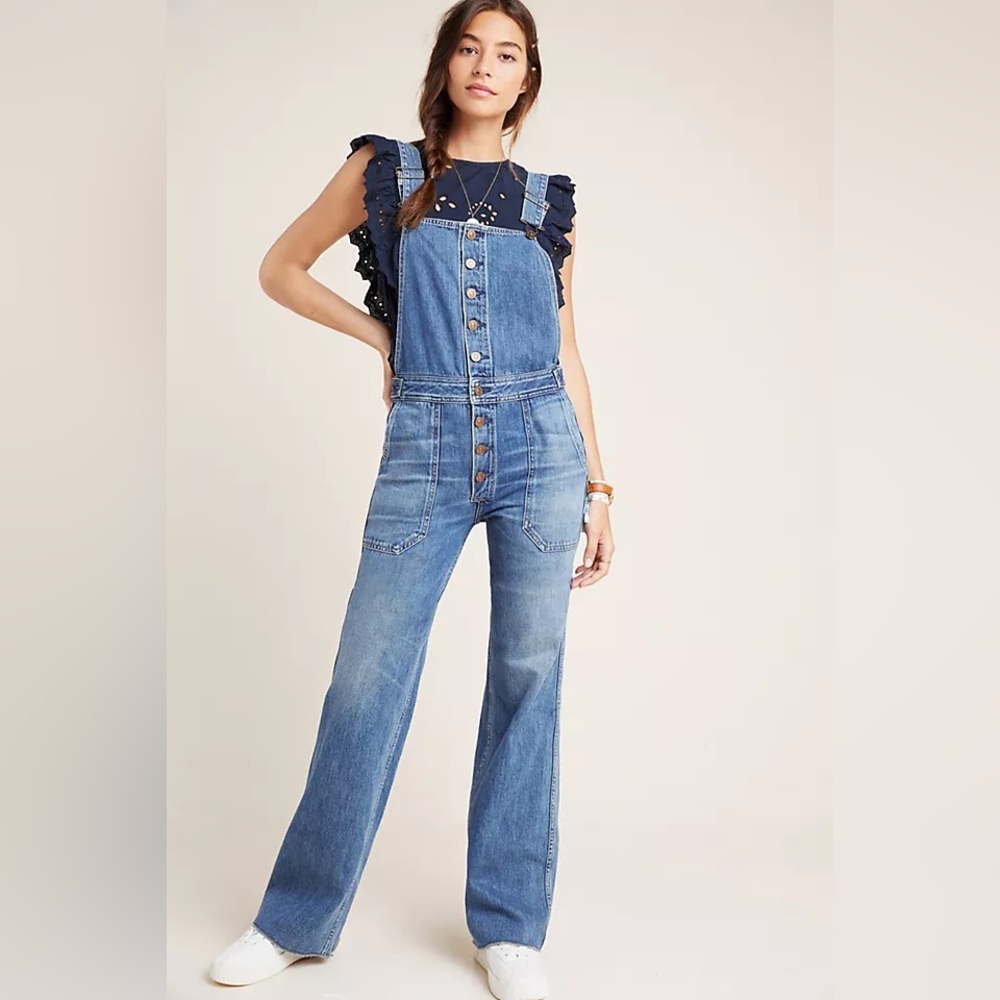 Citizens Of Humanity Faye Denim Overalls Size XL Raw Hem Cotton